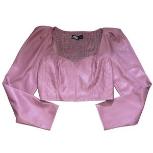 Zara Pink Cropped Blouse